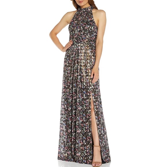 Adrianna Papell Women's Foiled Printed Chiffon Gown - Picture 5 of 10